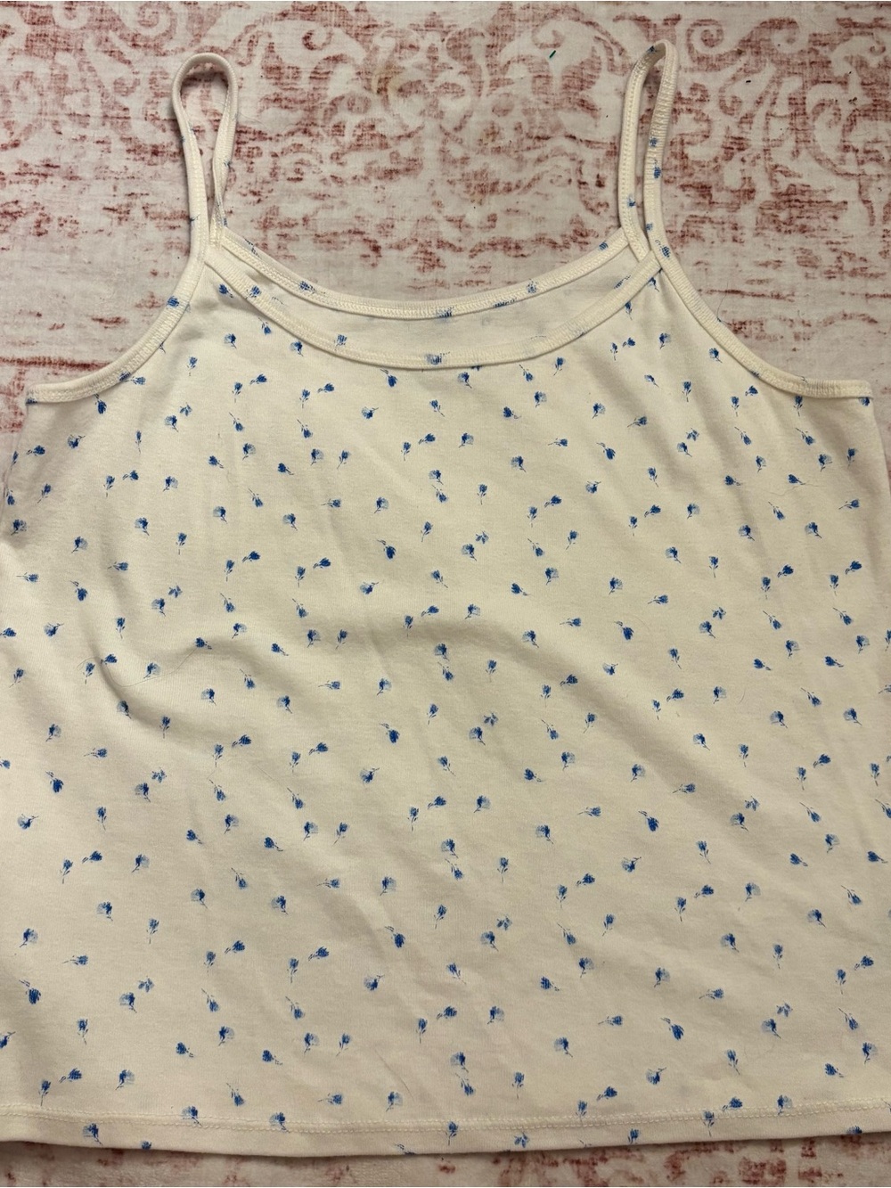 No Boundaries White & Blue Floral Cami Tank Top | XL